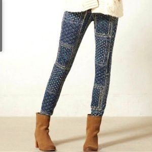 Pilcro Serif velvet patchwork print stretch jeans